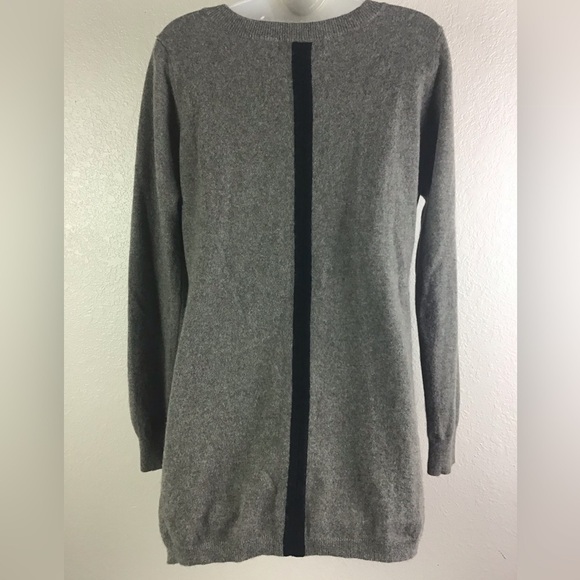 Ply Cashmere Women’s XL Crew Neck Gray Tunic Sweater Black Stripe on Back - Picture 10 of 10